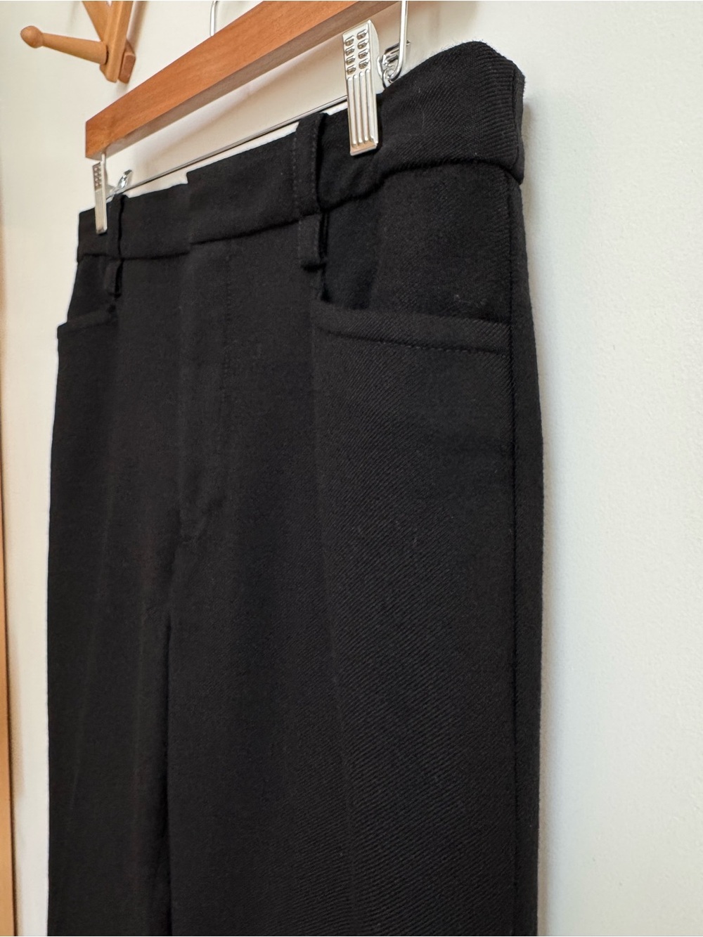 Banana Republic High Rise Straight Leg Italian Wool Pants Women 8 Long Black - Picture 4 of 11